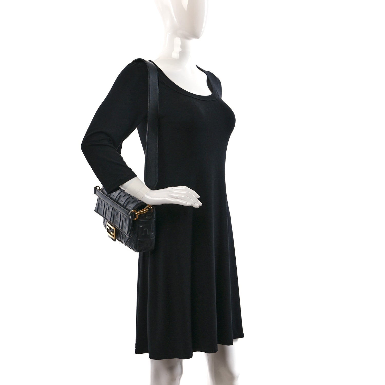 Fendi Nappa FF 1974 Embossed Baguette Black 2 of 8