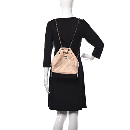 Chanel Aged Calfskin Quilted Gabrielle Backpack Beige Black 2 of 10