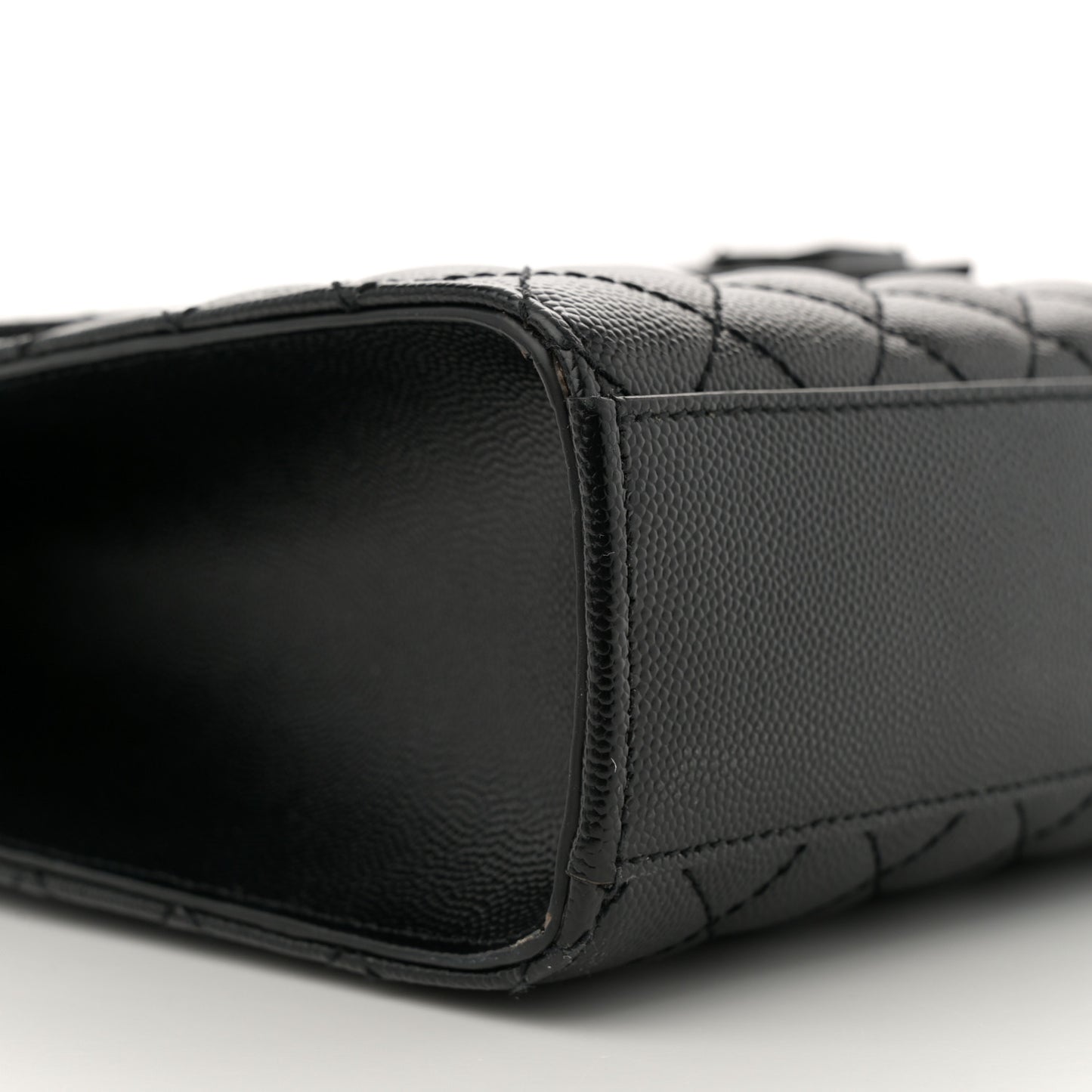 Grain De Poudre Textured Mixed Matelasse Large Triquilt Monogram Monochrome Satchel Black