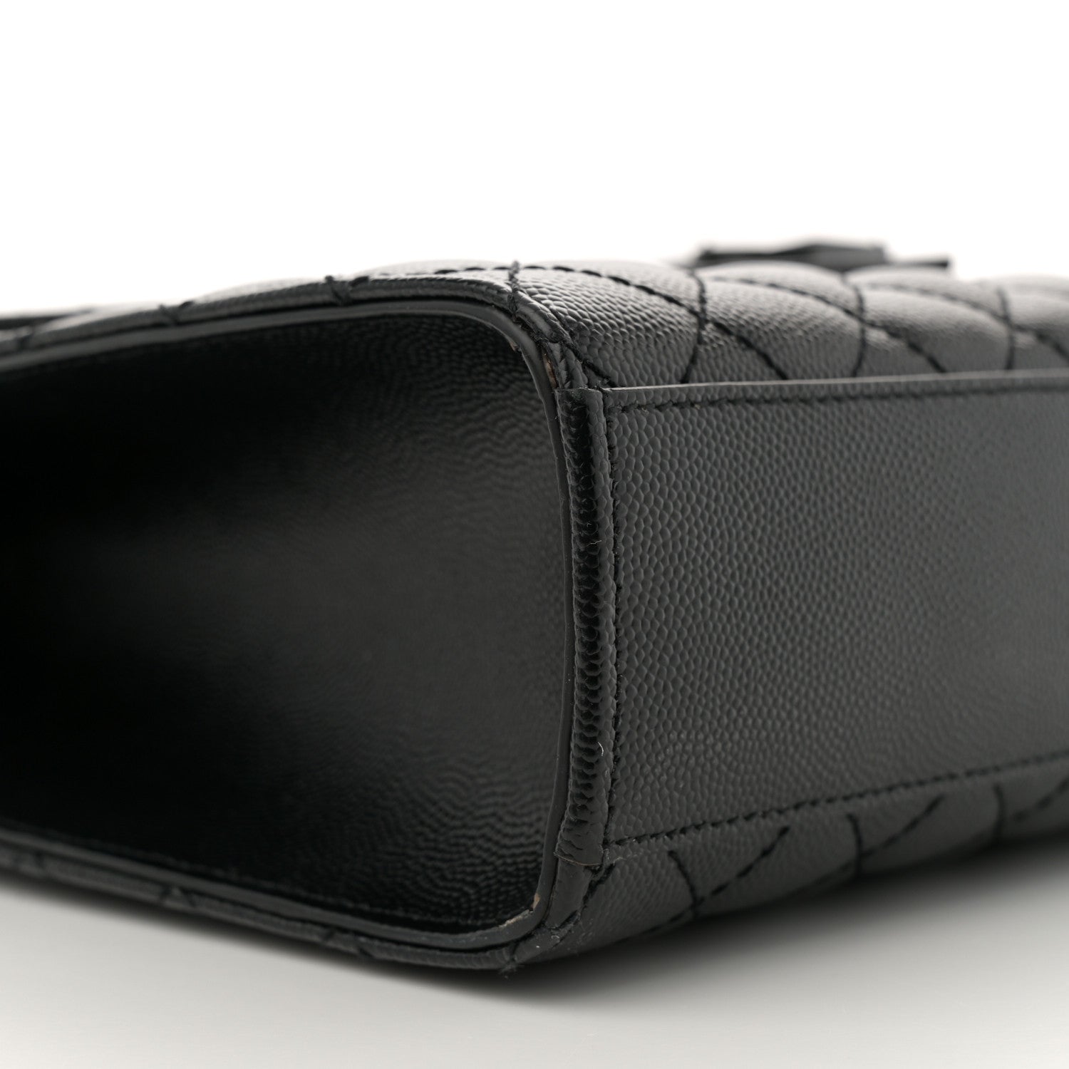 Saint Laurent Grain De Poudre Textured Mixed Matelasse Large Triquilt Monogram Monochrome Satchel Black 9 of 14