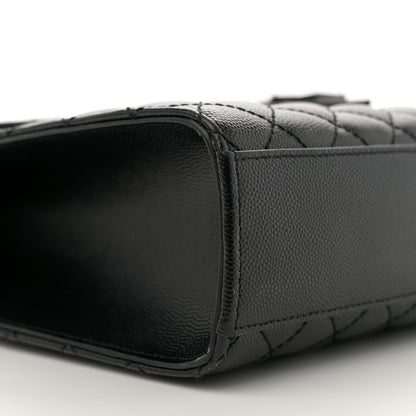 Saint Laurent Grain De Poudre Textured Mixed Matelasse Large Triquilt Monogram Monochrome Satchel Black 9 of 14