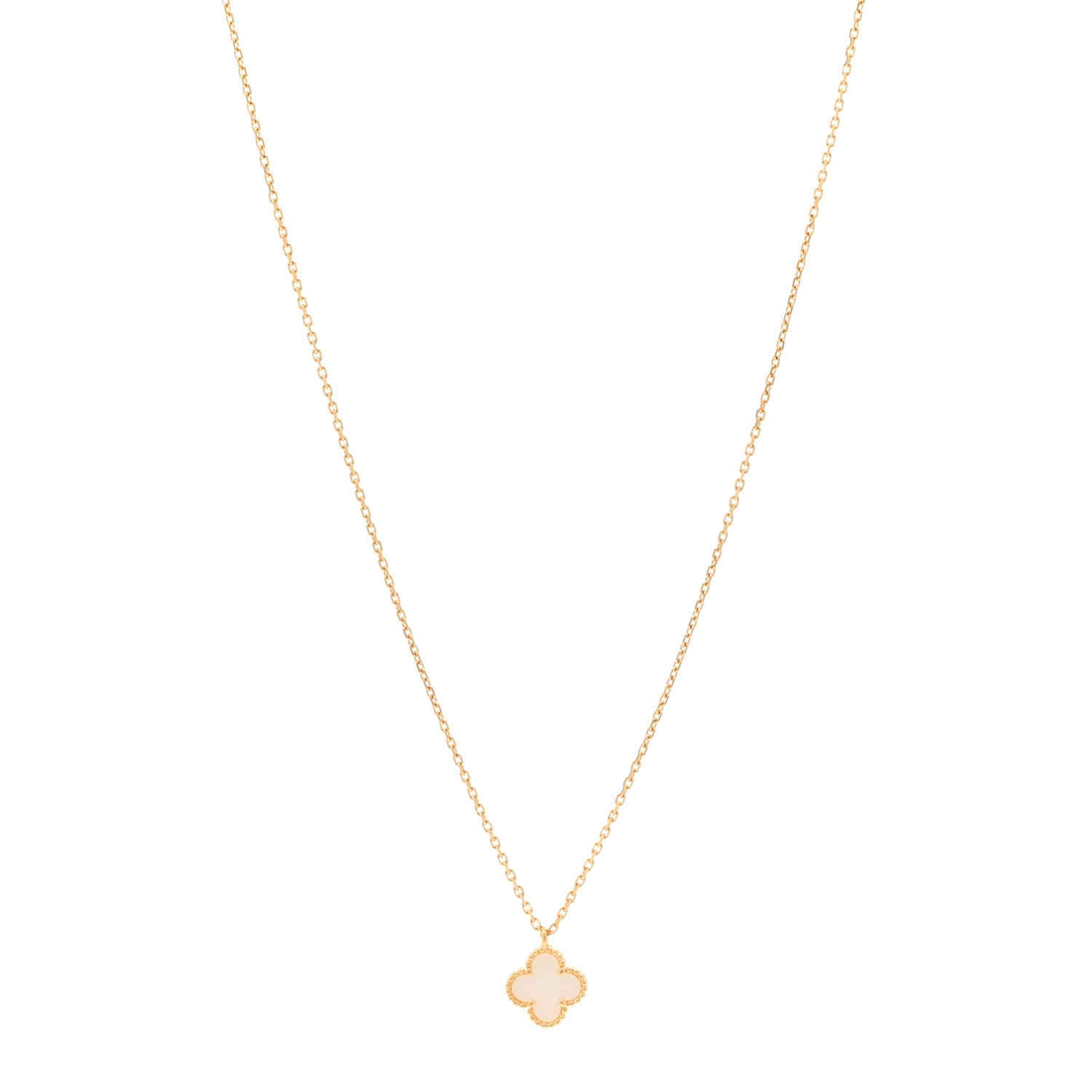 Van Cleef & Arpels 18K Yellow Gold Mother of Pearl Sweet Alhambra Pendant Necklace 1 of 5