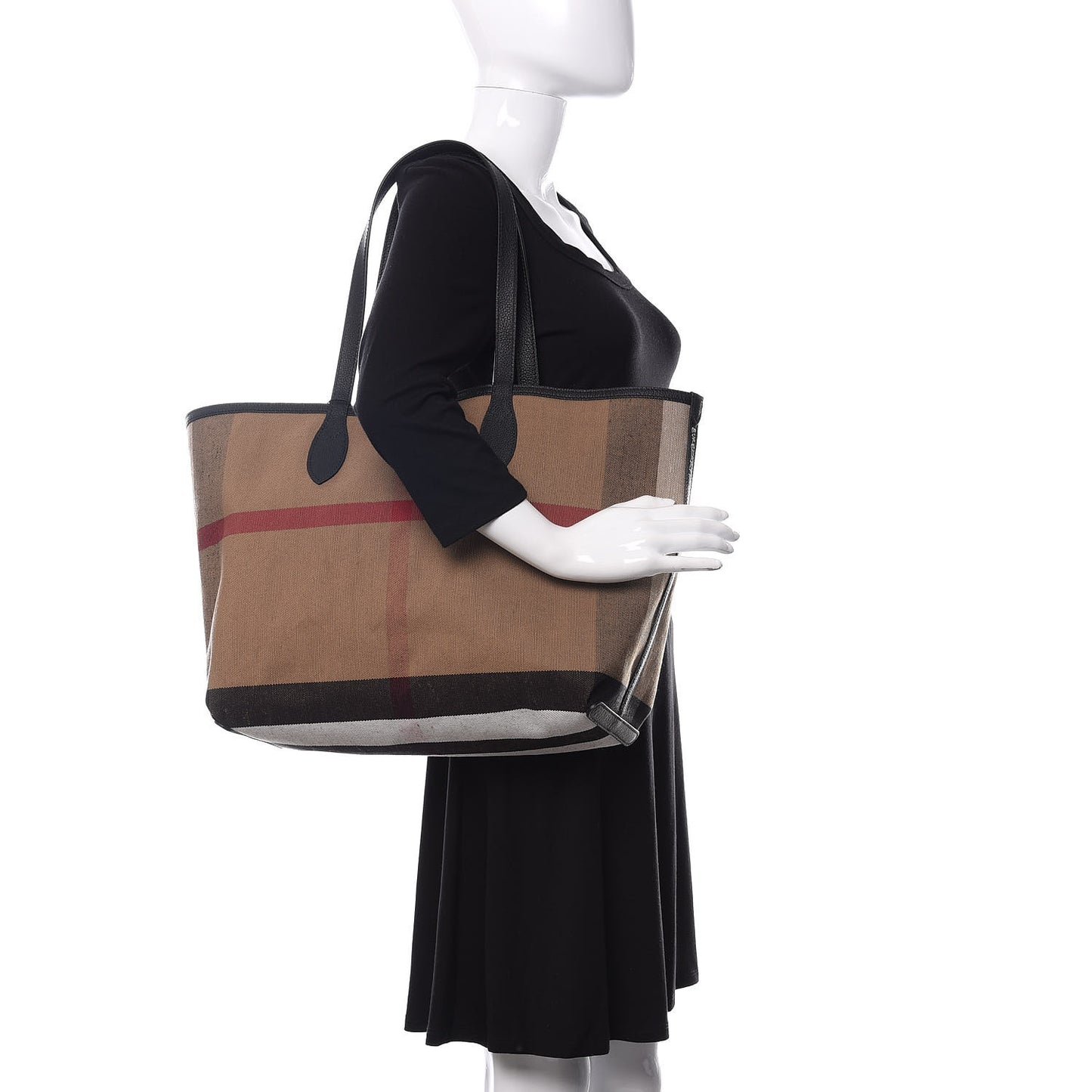 Coated Canvas Mega Check Medium Doodle Tote Black