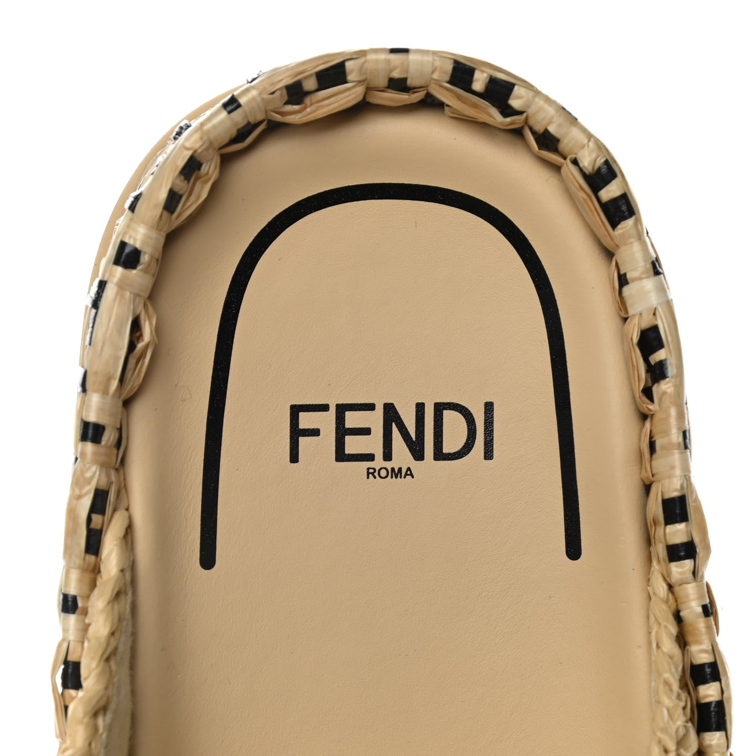 Fendi Raffia FF Woven Reflections Crisscross Slide Sandals 37.5 Naturale Black 8 of 10