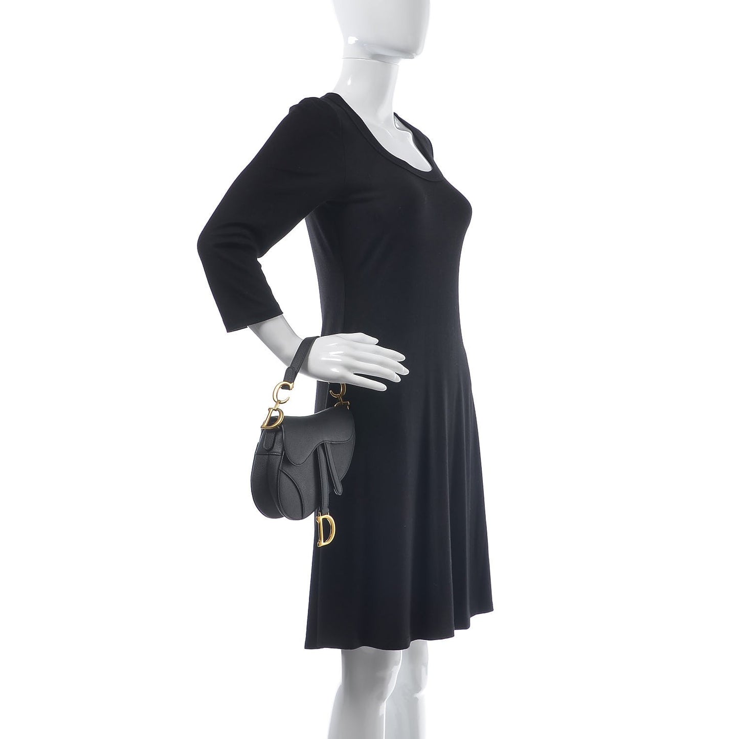 Grained Calfskin Mini Saddle Bag Black