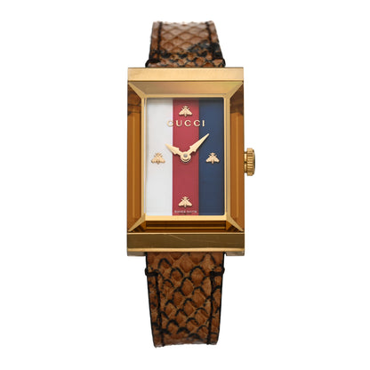 Gucci Stainless Steel Lizard Mother of Pearl 21mm Web G-Frame Quartz Watch Blue 1 of 4