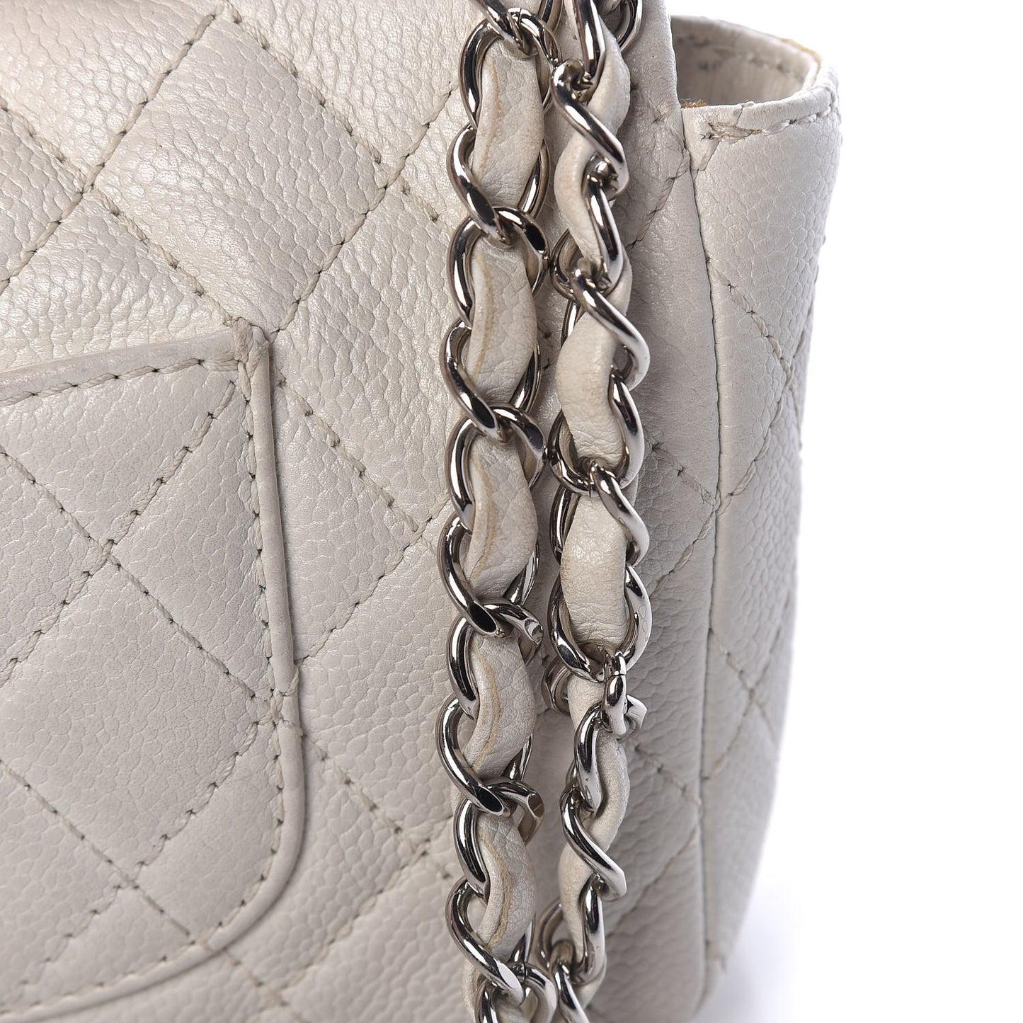Soft Caviar Quilted East West Flap White