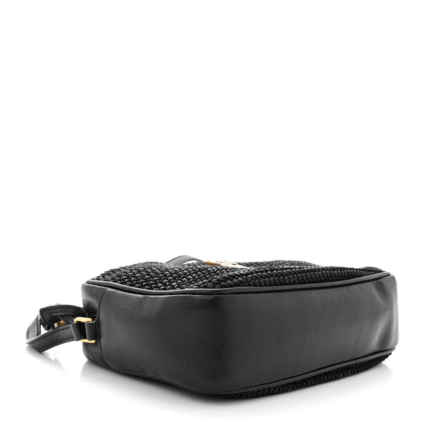 Raffia Canvas Monogram Lou Camera Bag Black