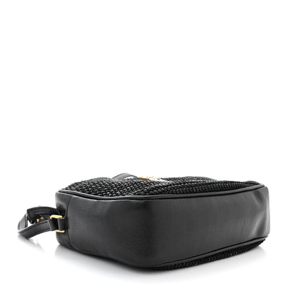 Saint Laurent Raffia Canvas Monogram Lou Camera Bag Black 4 of 11