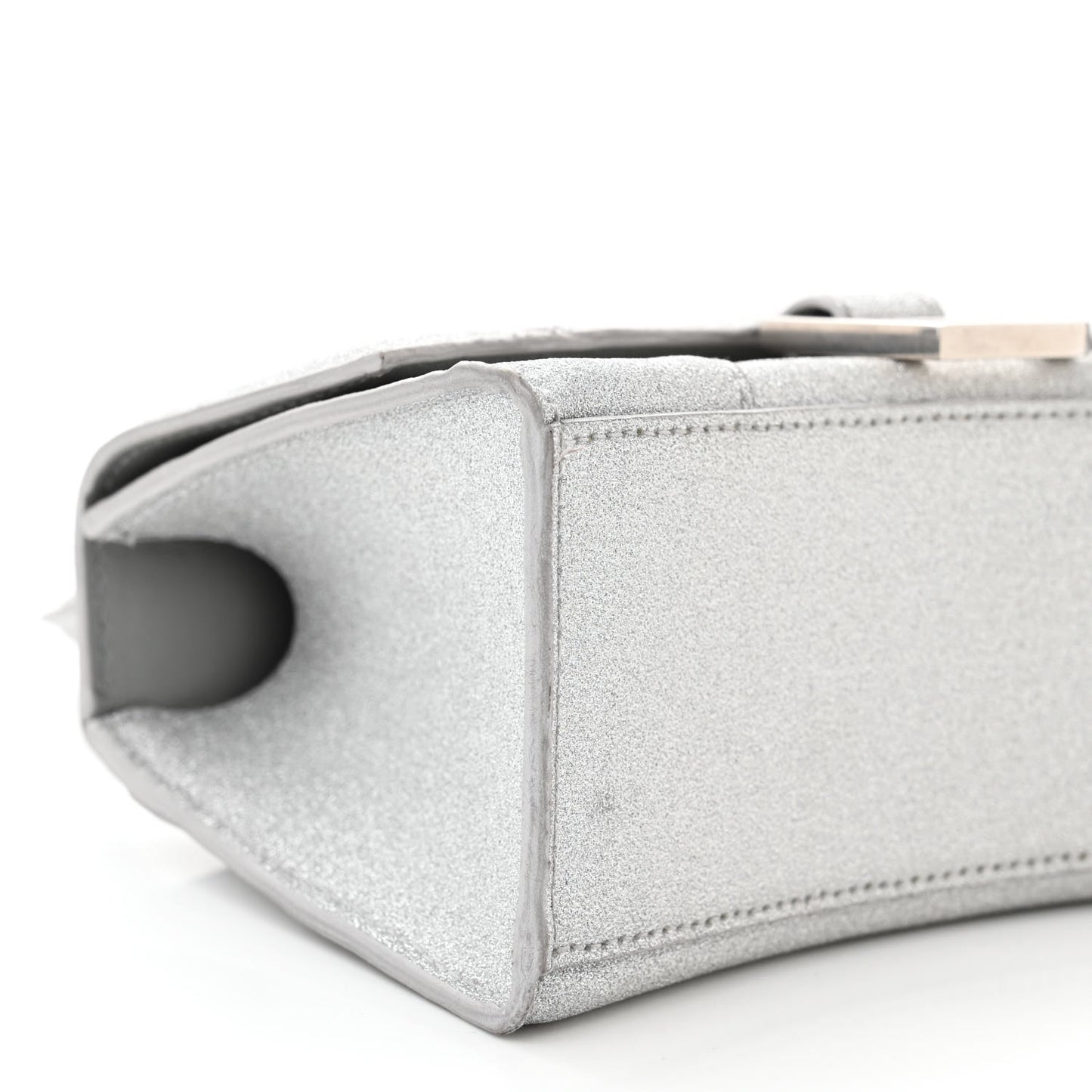 Sparkling Fabric Hourglass Top Handle Bag XS Silver