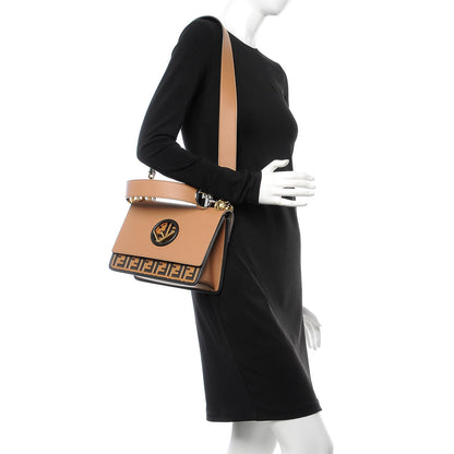 Fendi Vitello Century F is Fendi FF Embossed Kan I Shoulder Bag Orzo Tobacco 2 of 9