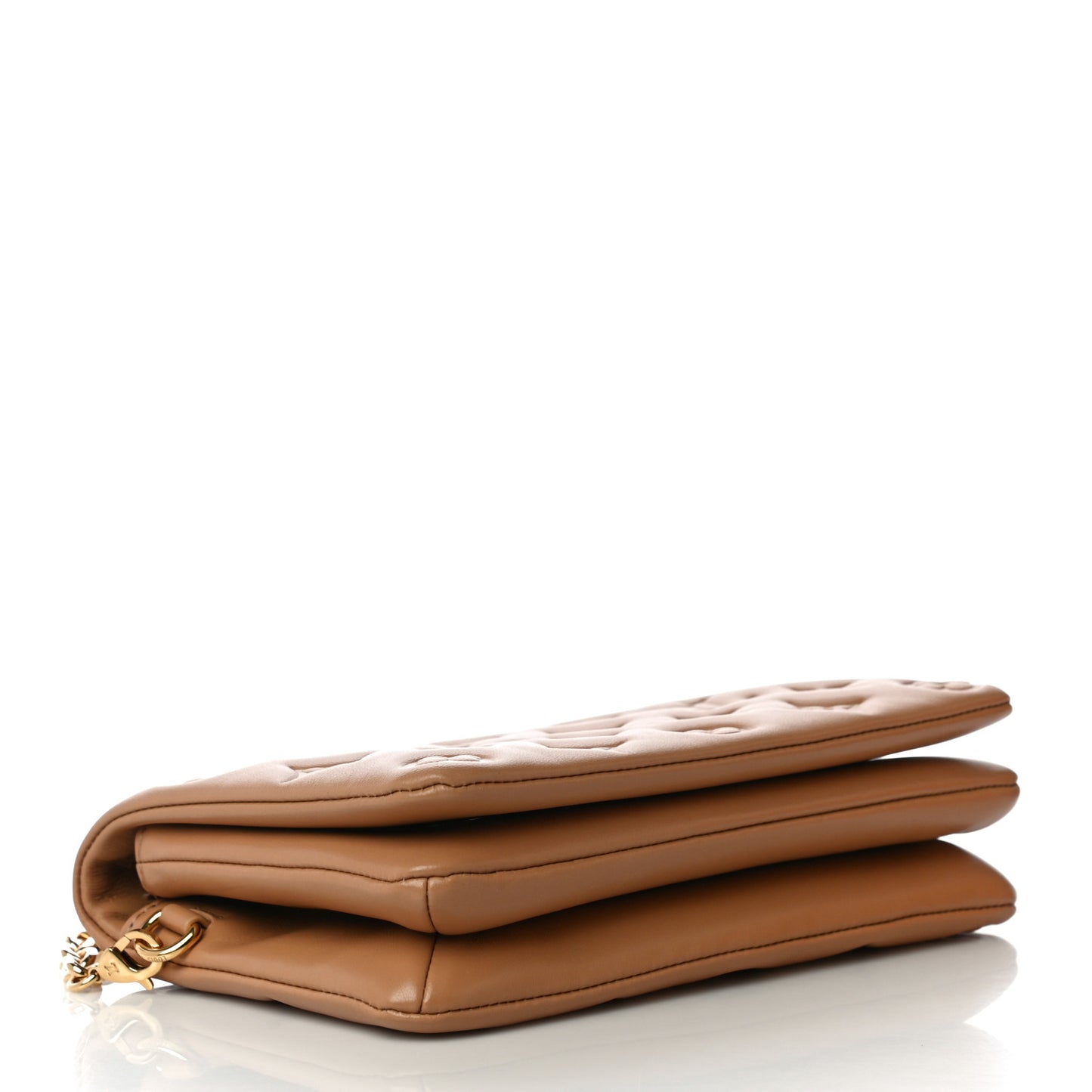 Lambskin Embossed Monogram Pochette Coussin Camel