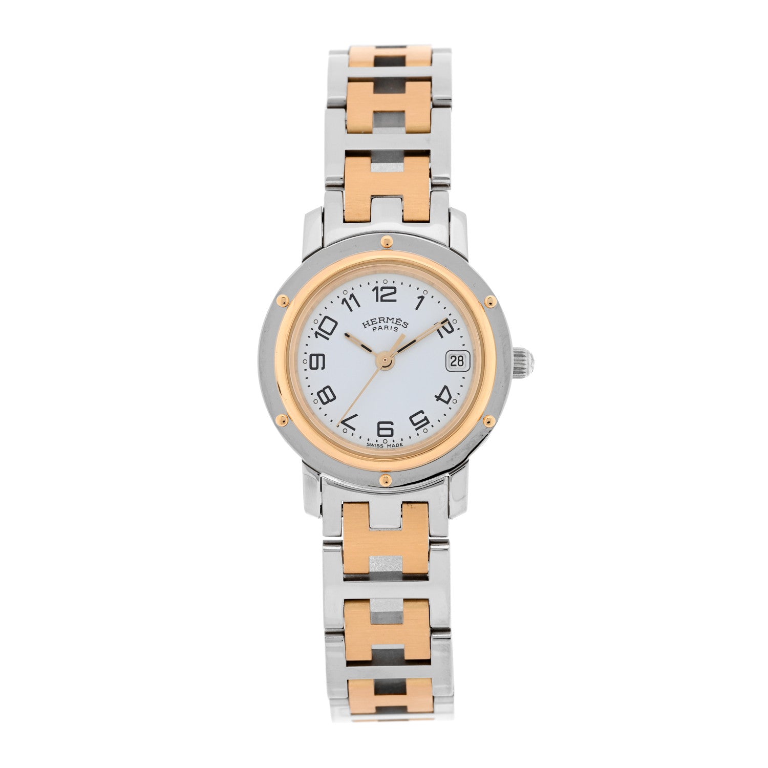Hermes Stainless Steel 24mm Clipper Quartz Watch Gold 1 of 4