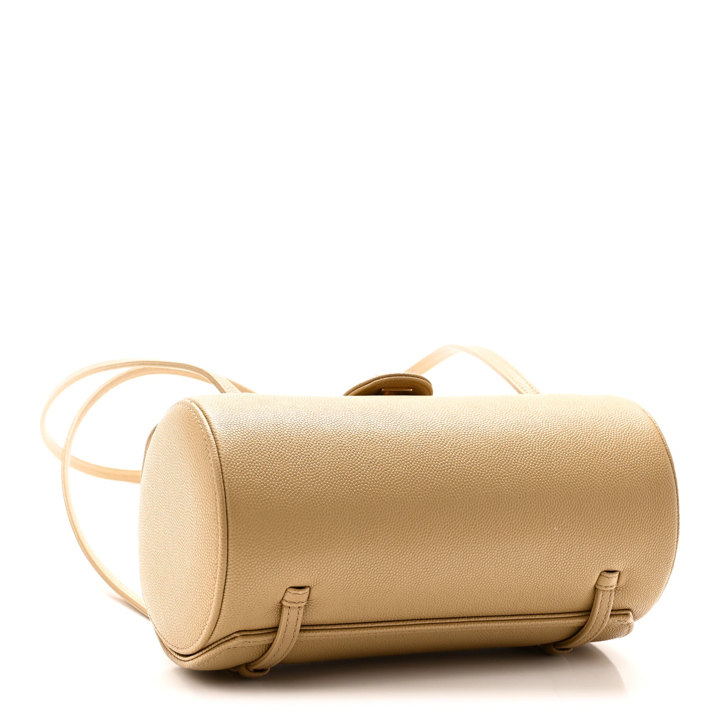 Shiny Caviar Preppy Coco Small Bowling Bag Dark Beige