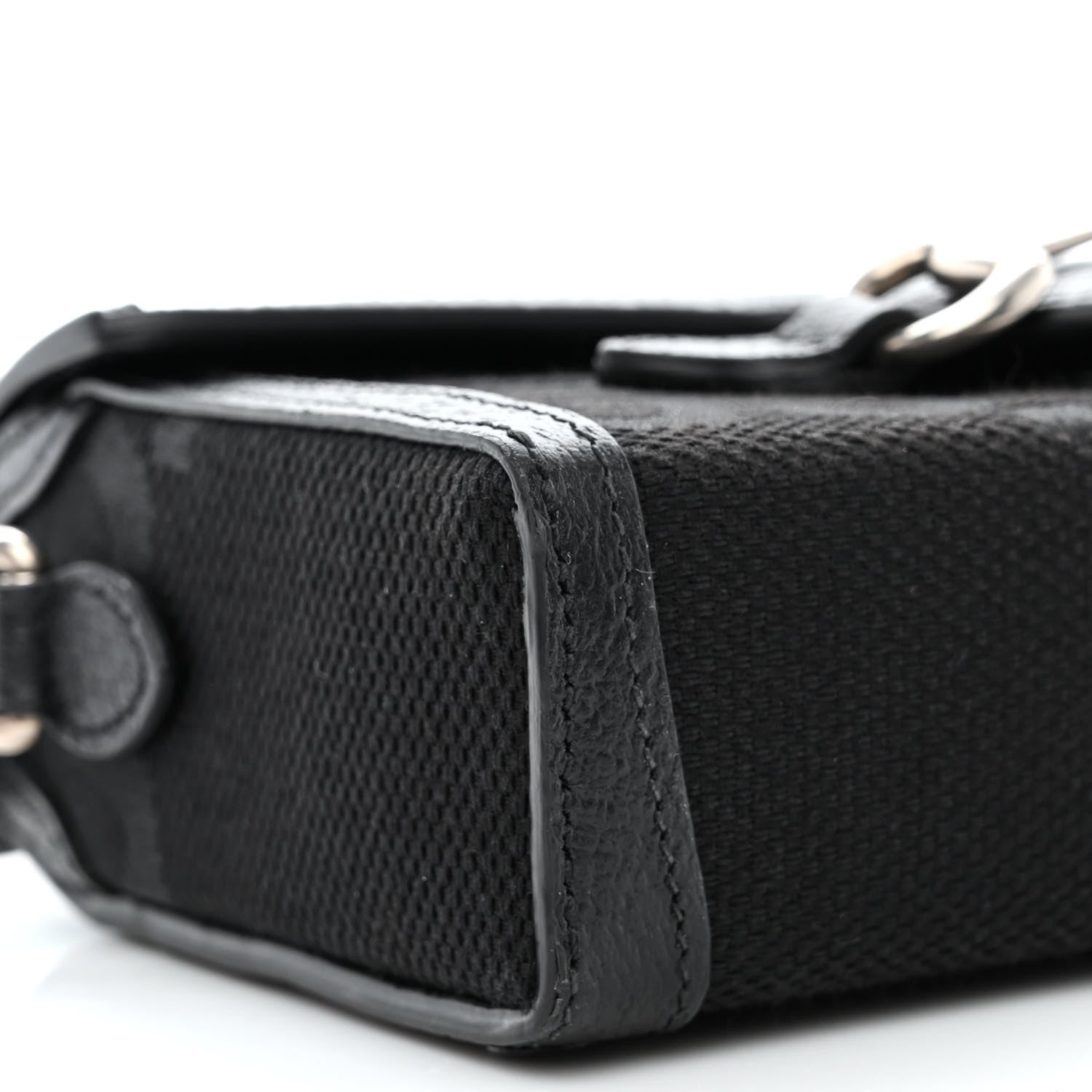 Gucci Monogram Jumbo GG Textured Dollar Calfskin Mini Horsebit 1955 Shoulder Bag Black 9 of 10