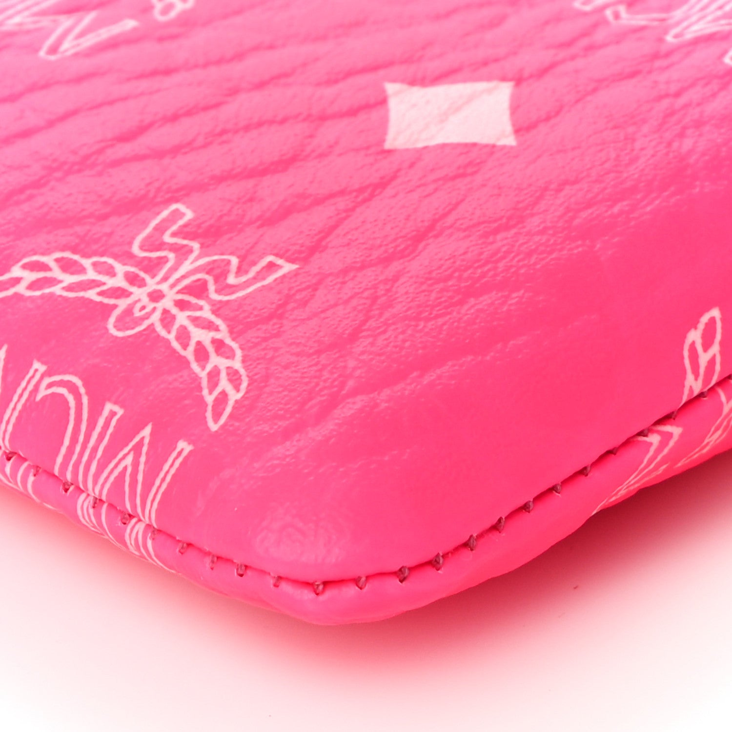 MCM Visetos Wristlet Zip Pouch Neon Pink 9 of 10