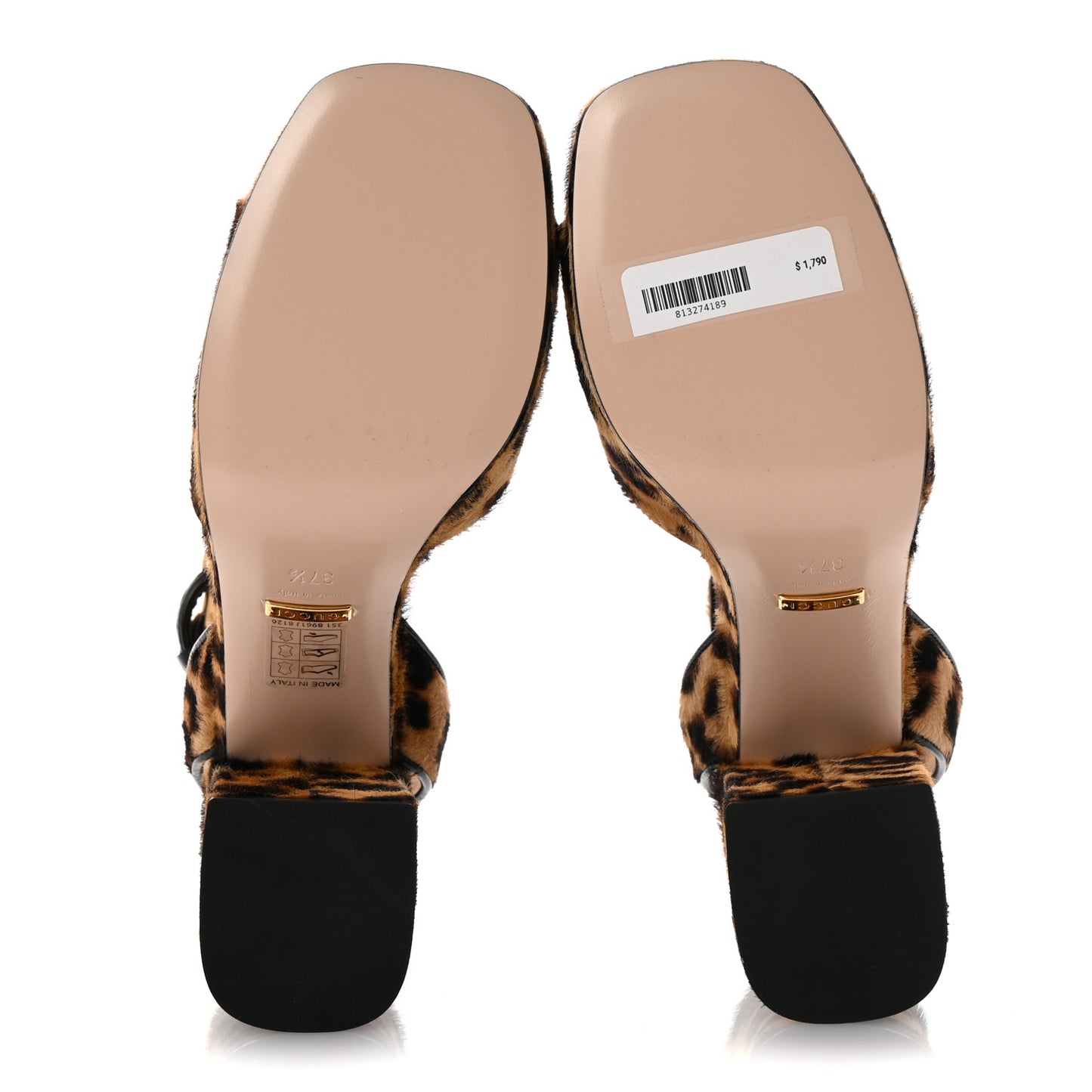 Calf Hair Leopard Print Horsebit 25/60mm Platform Sandals 37.5 Hazelnut Black