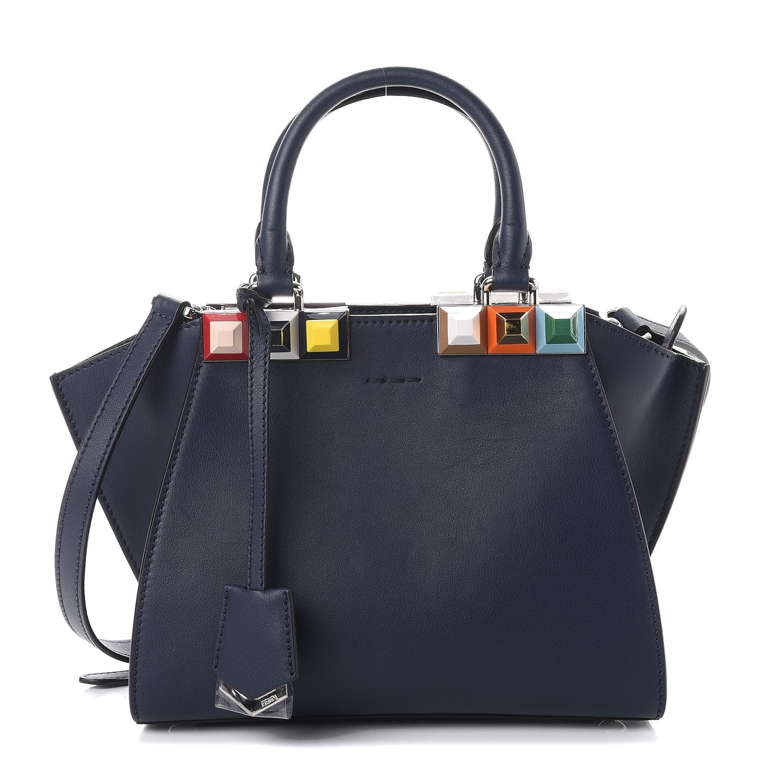 Fendi Vitello Dolce Studded Mini 3Jours Tote Blueberry Multicolor 1 of 7