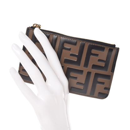 Fendi Vitello Cruise F is Fendi Bi-Color FF 1974 Embossed Key Case Pouch Maya Black 2 of 9