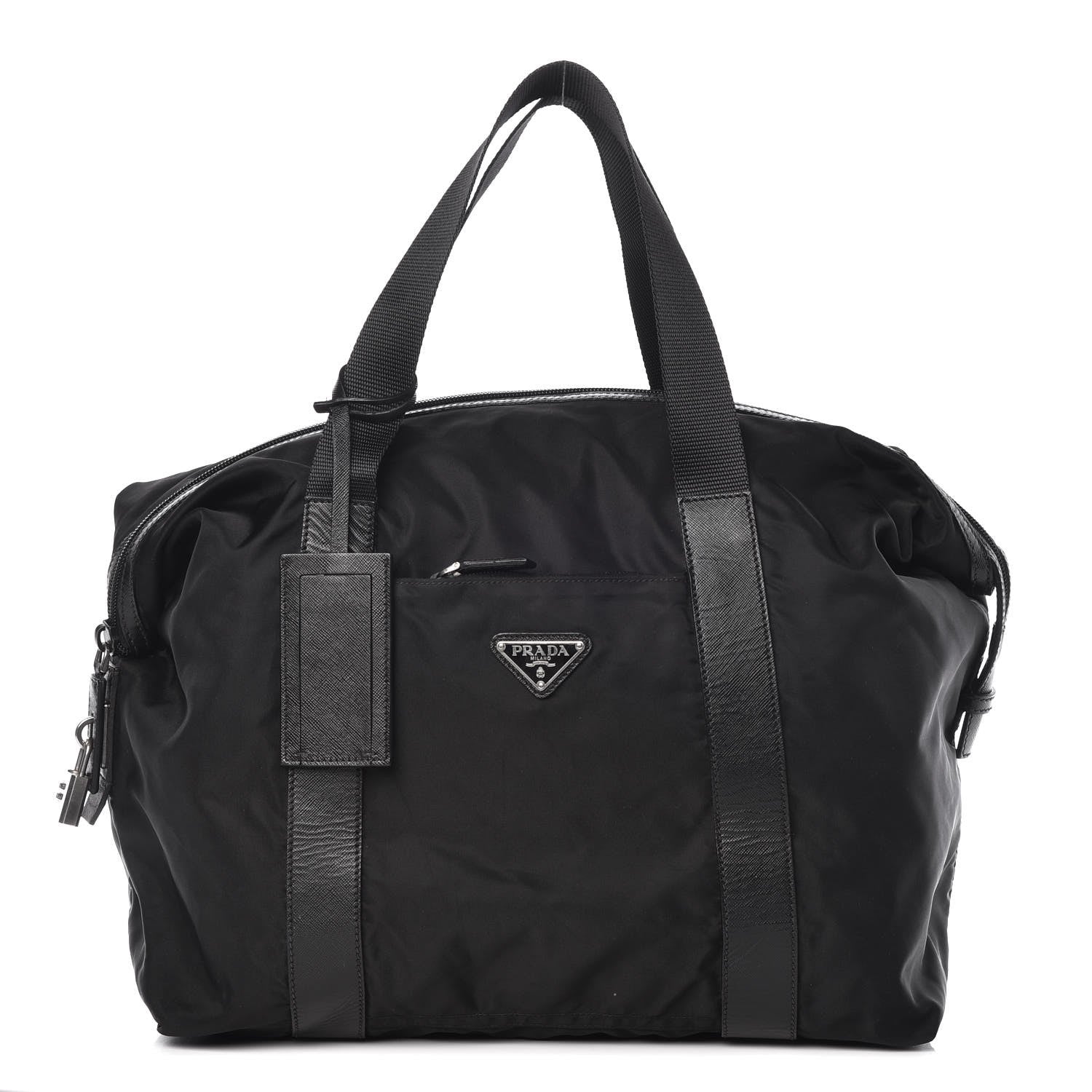 Prada Tessuto Nylon Saffiano Duffel Bag Black 1 of 8