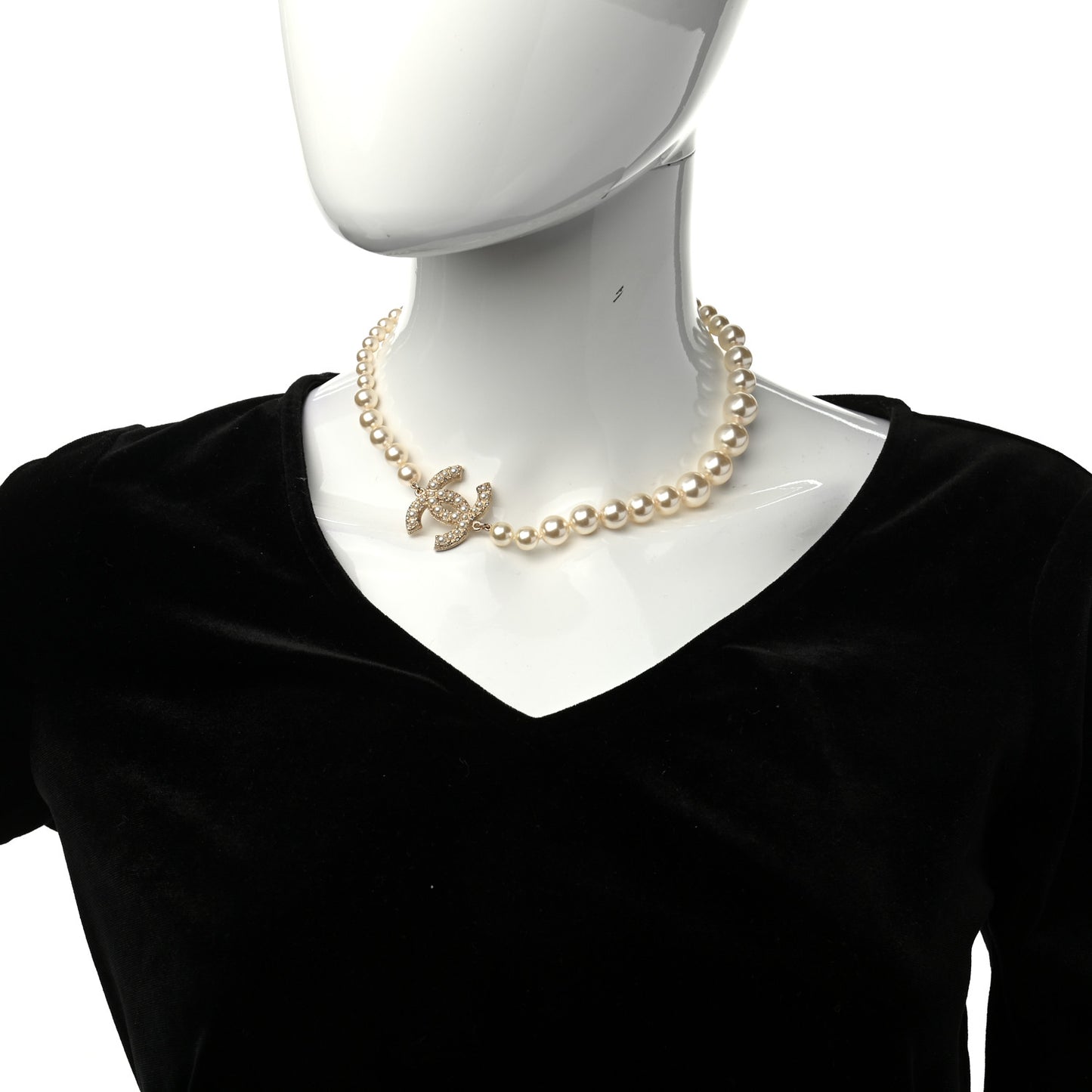 Pearl CC 100th Anniversary Necklace Light Gold