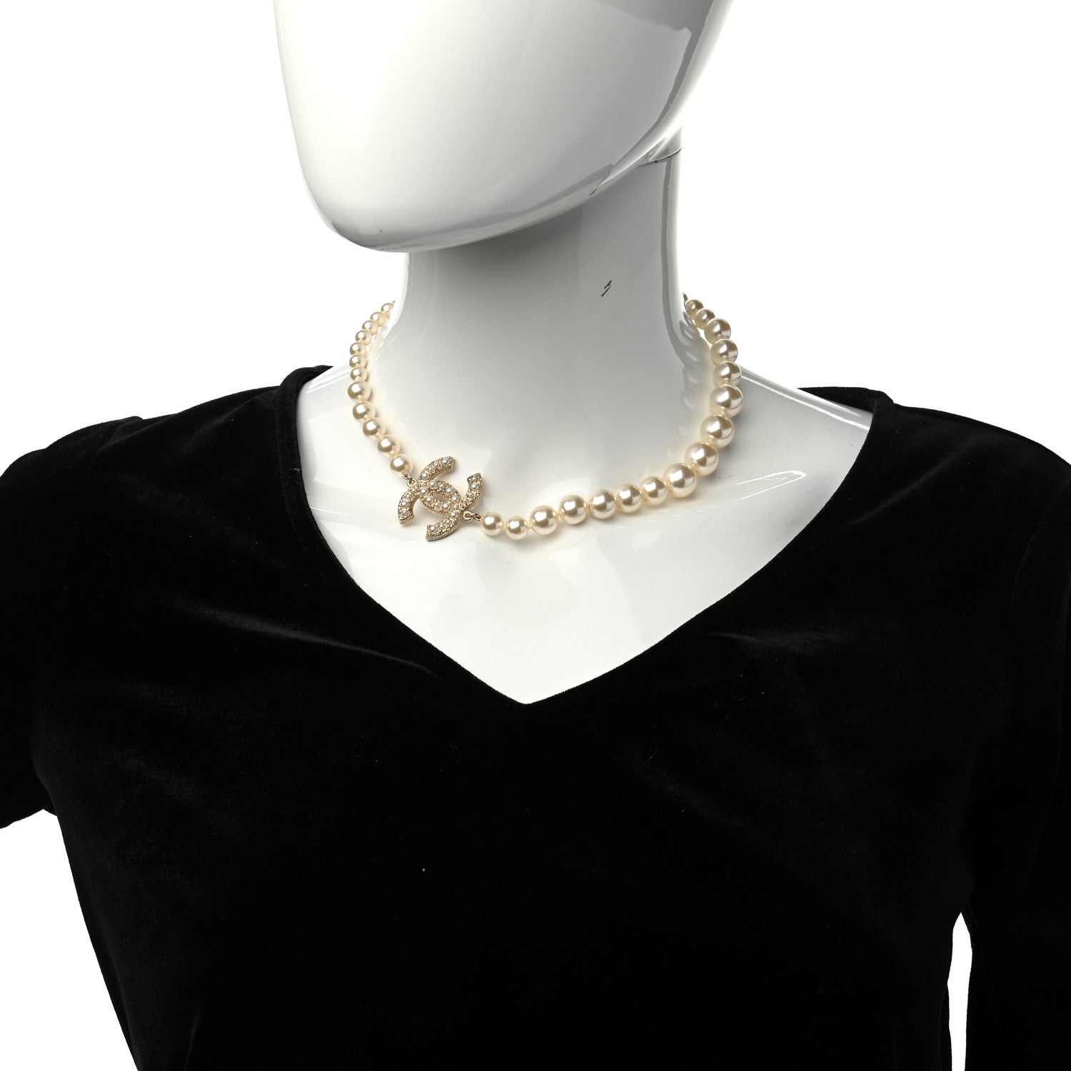 Chanel Pearl CC 100th Anniversary Necklace Light Gold 2 of 5