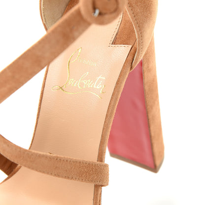 Christian Louboutin Veau Velours Loubi Bee Alta 130 Sandals 36 Cafe Creme 8 of 9