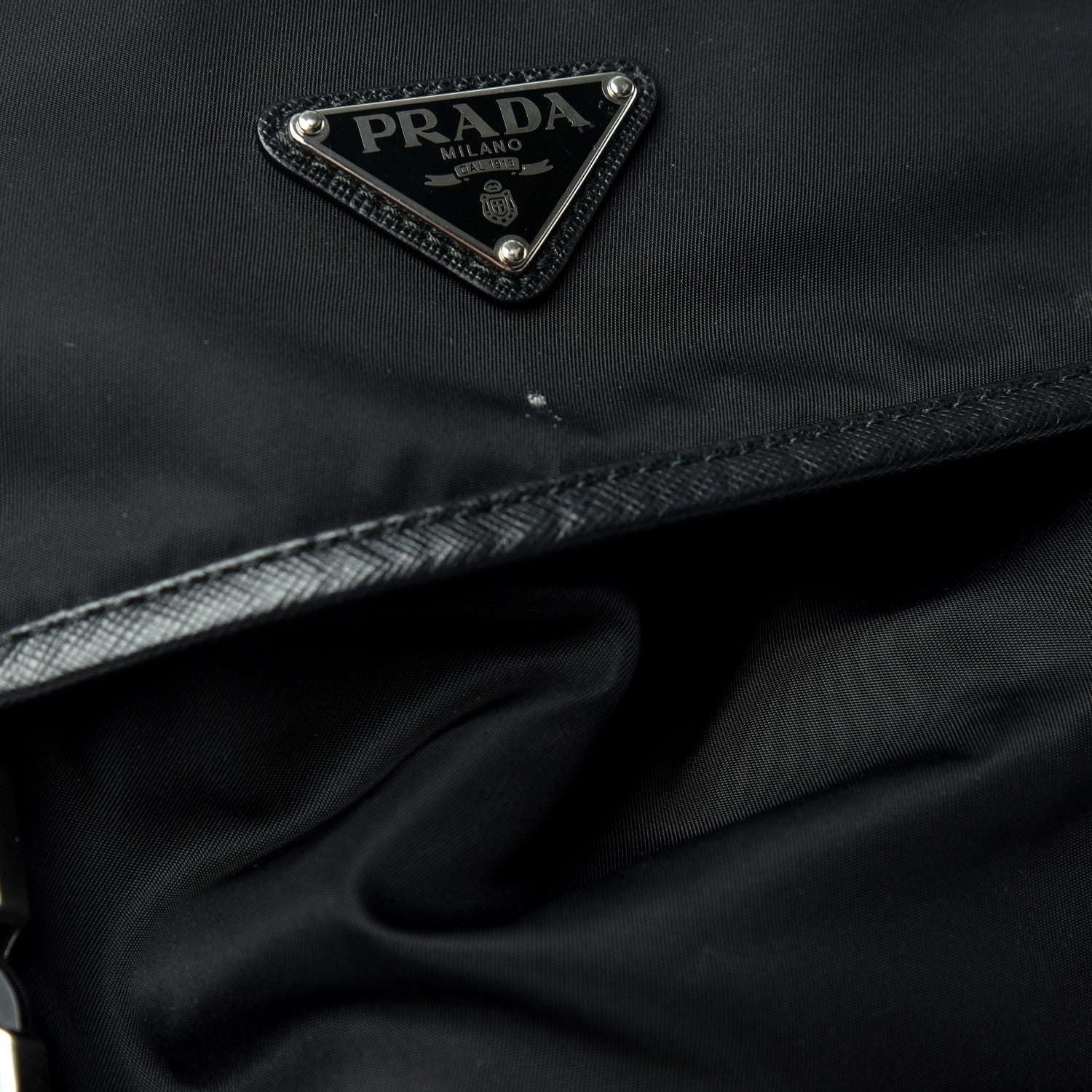 Prada Nylon Vela Saffiano Medium Cinch Backpack Black 9 of 9