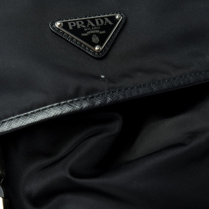 Prada Nylon Vela Saffiano Medium Cinch Backpack Black 9 of 9