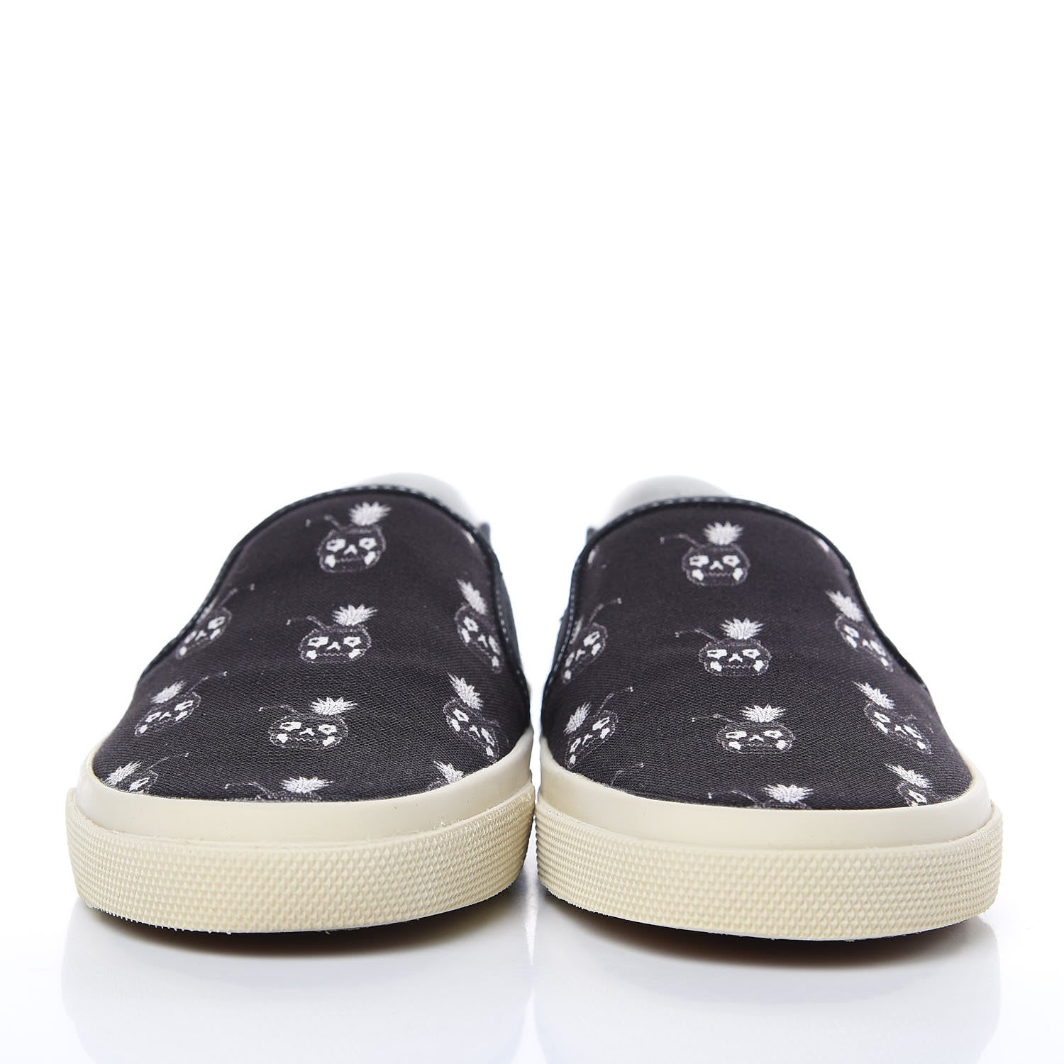 Saint Laurent Canvas Solaris Pinaskullada Skate Slip On Sneakers 38 Black White 2 of 10