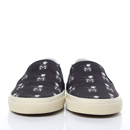 Saint Laurent Canvas Solaris Pinaskullada Skate Slip On Sneakers 38 Black White 2 of 10
