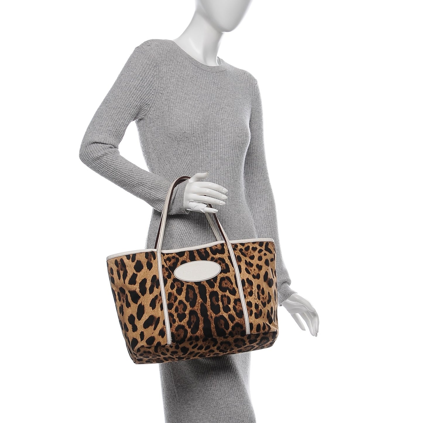 Canvas Leopard Print Animalier Tote White