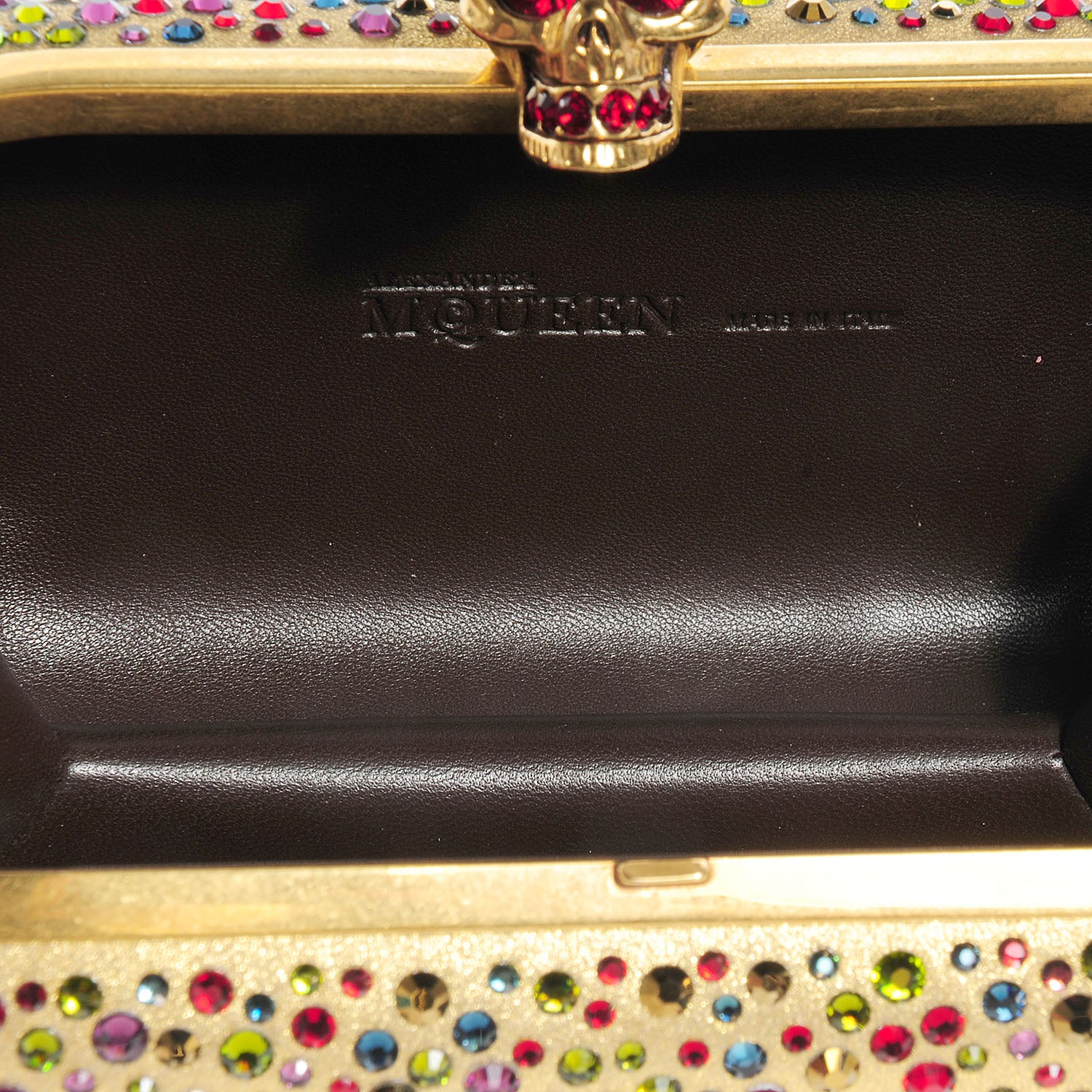 Alexander McQueen Multicolor Crystal Skull Box Clutch Gold 6 of 8