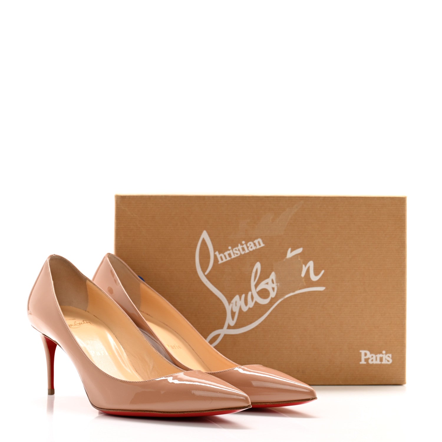 Christian Louboutin Patent Decollete 554 70 Pumps 37.5 Nude 11 of 11