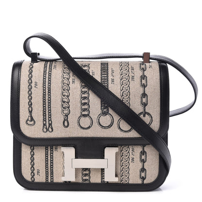 Hermes Swift Toile Dechainee Constance 24 Ficelle Black 1 of 8