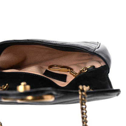 Gucci Calfskin Matelasse Super Mini GG Marmont Shoulder Bag Black 5 of 13