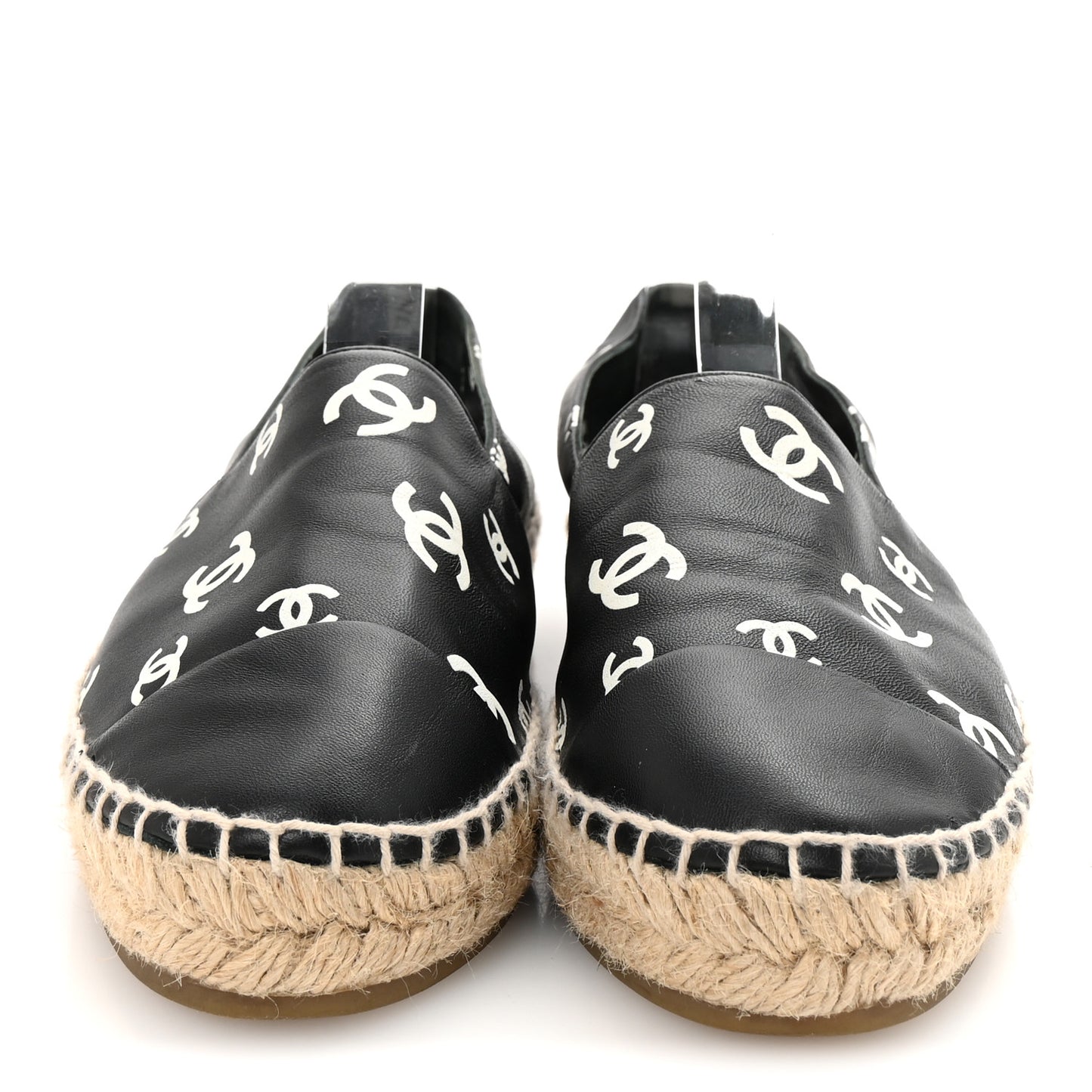 Lambskin Printed CC Espadrilles 38 Black White