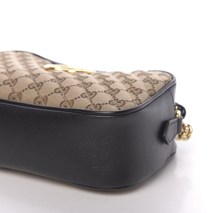 Gucci Monogram Matelasse Diagonal Small GG Marmont Chain Shoulder Bag Beige Black 9 of 10