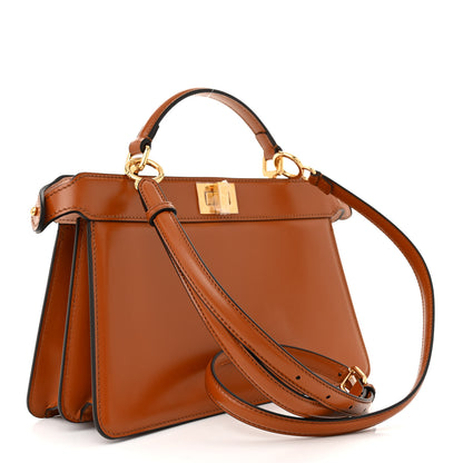 Fendi Vitello King Luxor Shiny Nappa Medium Peekaboo I SEE U East West Satchel Brandy Light Rose 3 of 9