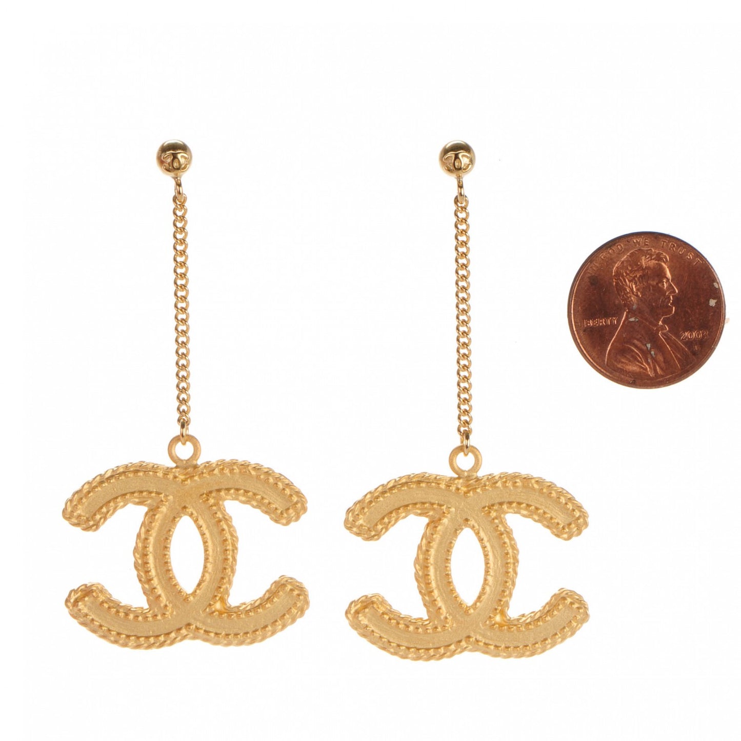 CC Drop Earrings Matte Gold