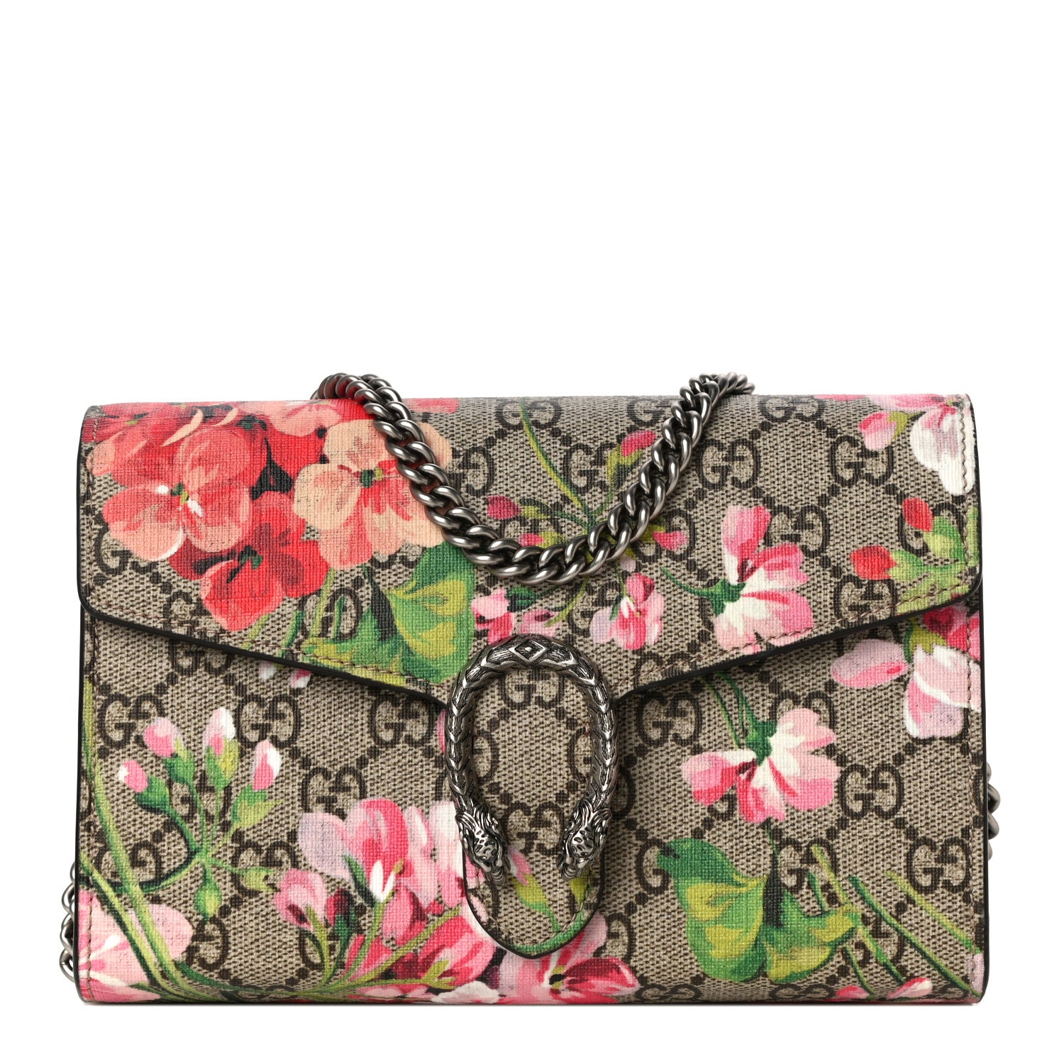 Gucci GG Supreme Monogram Blooms Mini Dionysus Chain Wallet Beige Multicolor Dry Rose 1 of 10