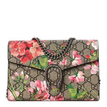 Gucci GG Supreme Monogram Blooms Mini Dionysus Chain Wallet Beige Multicolor Dry Rose 1 of 10