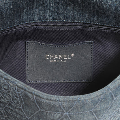 Chanel Denim Camellia Embroidered Large Flap Dark Blue 7 of 8