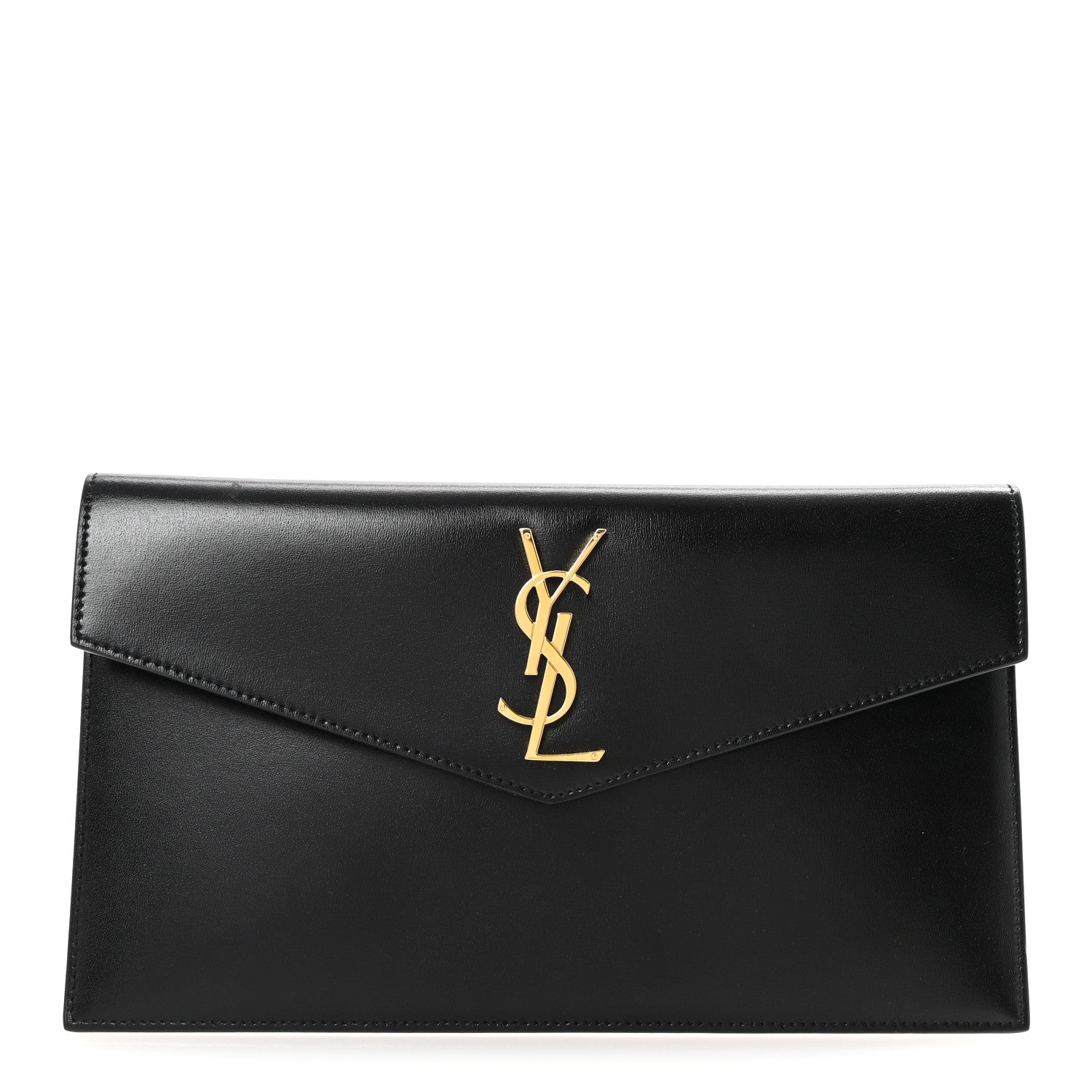 Saint Laurent Smooth Shiny Calfskin Monogram Uptown Pouch Black 1 of 7