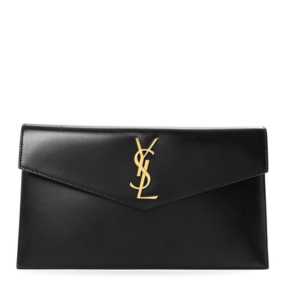 Saint Laurent Smooth Shiny Calfskin Monogram Uptown Pouch Black 1 of 7