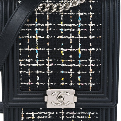 Chanel Calfskin Tweed Quilted North South Boy Flap Black 8 of 10