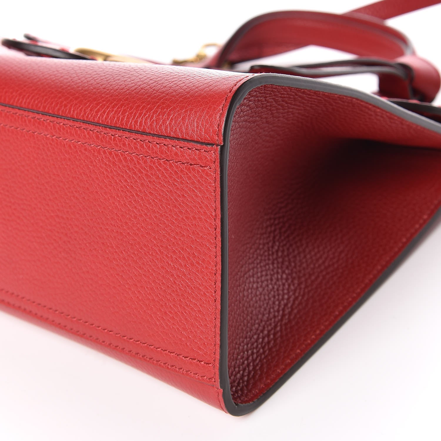 Gucci Calfskin Small GG Marmont Top Handle Bag Vulcanic Red 6 of 9