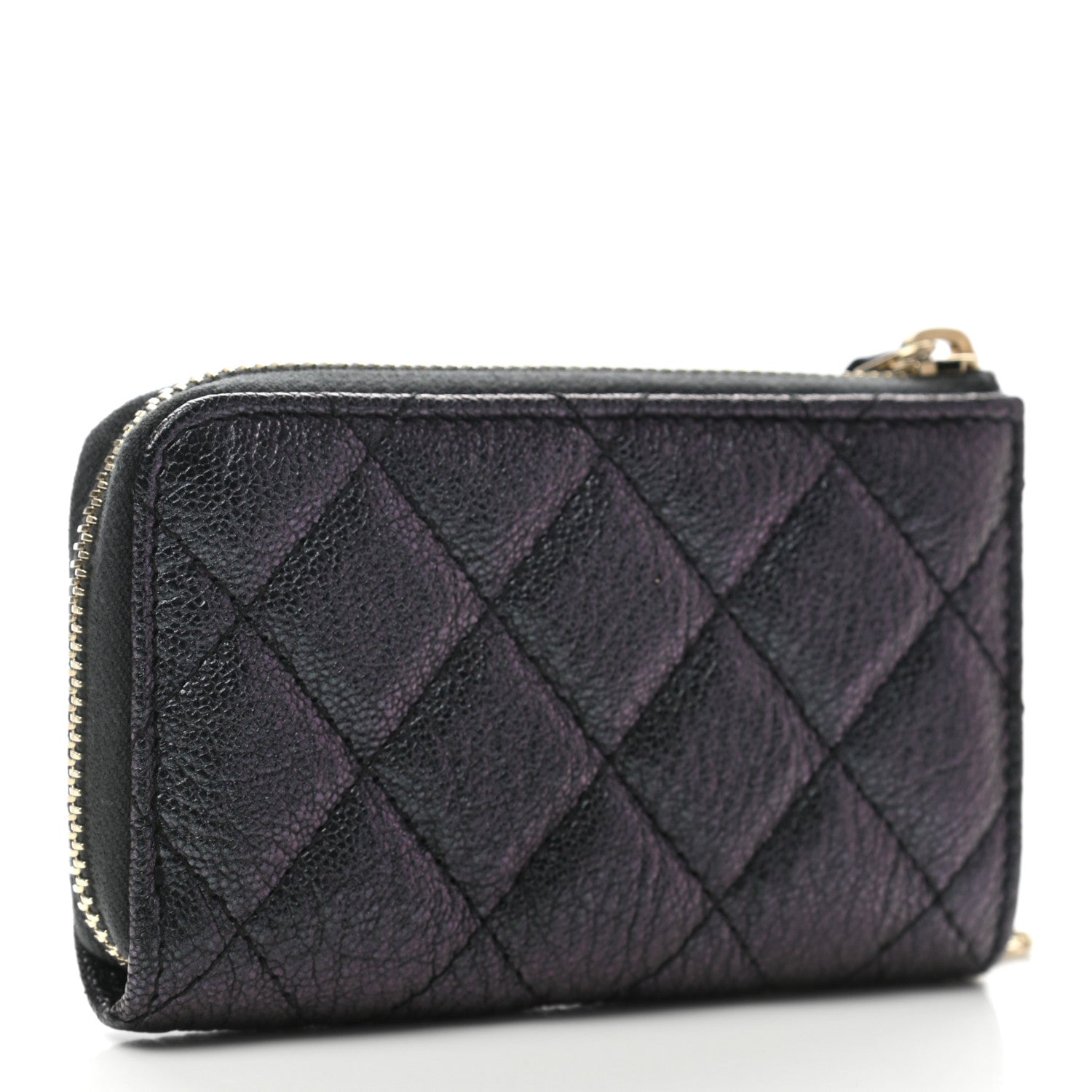 Chanel Iridescent Caviar Quilted Zipped Key Holder Case Black 3 of 8