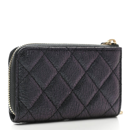Chanel Iridescent Caviar Quilted Zipped Key Holder Case Black 3 of 8