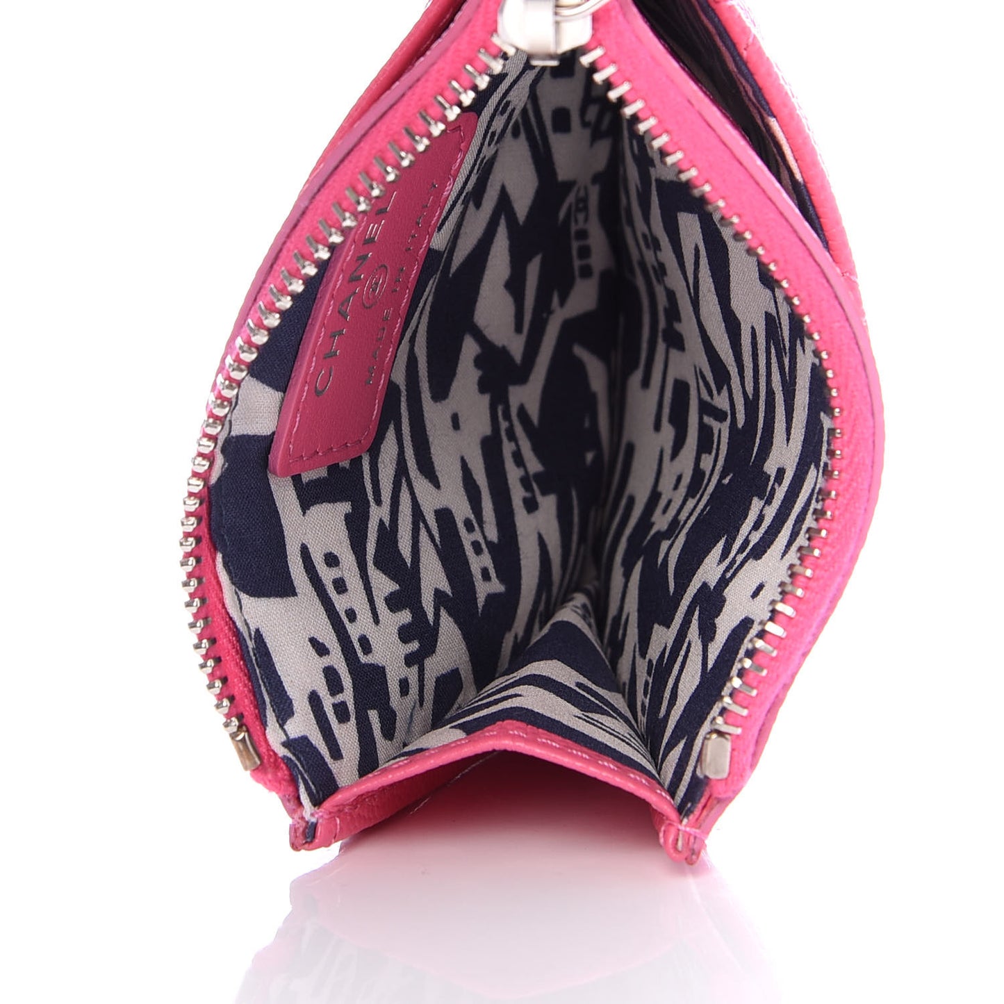 Caviar Quilted CC Zip Card Holder Pink